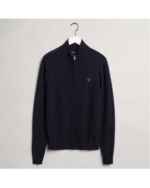 GANT Extrafine Lambswool Zip Cardigan - Blue