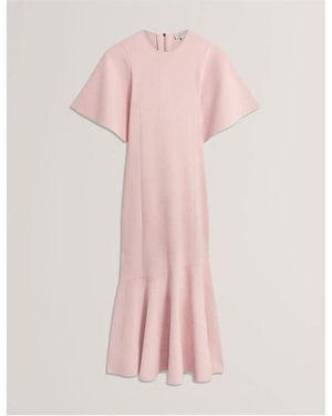 Ted Baker Short Sleeve Midi Knitted Jumper Dress - Pink