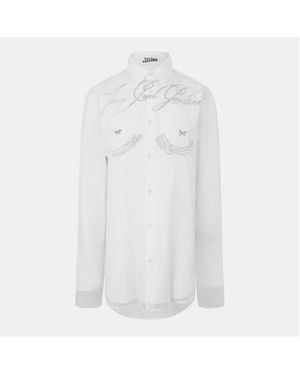 Jean Paul Gaultier Tailored Collar Button-Through Shirt Dress - White