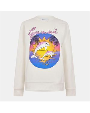 Ganni Dolphin Crew Sweatshirt - Blue