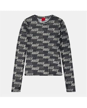 HUGO Delanor Cropped T-Shirt - Blue