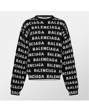 Balenciaga All-Over Logo Jumper - Black