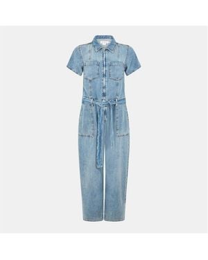 GOOD AMERICAN Linen Lightweight Jumpsuit - Blue