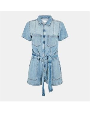GOOD AMERICAN Linen Lightweight Playsuit - Blue
