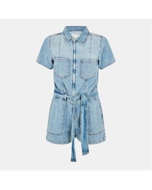 GOOD AMERICAN Linen Lightweight Playsuit - Blue