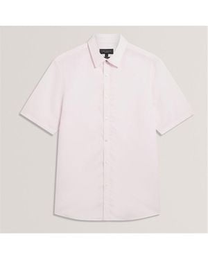 Ted Baker Ss Regular Fit Linen Shirt - Pink