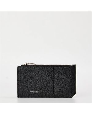 Saint Laurent Fragments Card Holder With Zip - Black