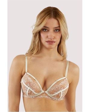 Playful Promises Cassia Floral Embroidery Caged Bra - Brown
