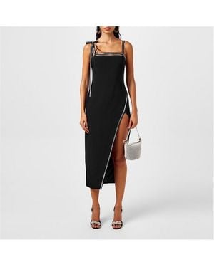 David Koma Crystal Slit Maxi Dress - Black