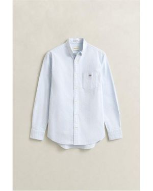 GANT Stripe Long Sleeve Oxford Shirt - Blue