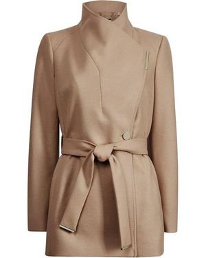 Ted Baker Roses Wool Wrap Coat - Natural