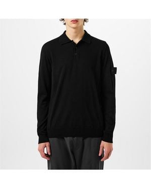 Stone Island Ghost Knitted Long-Sleeve Polo Shirt - Blue