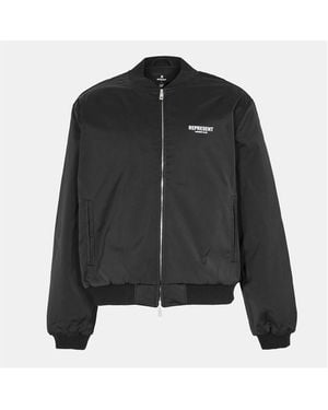 Represent Contrast Sleeve Varsity Jacket - Black