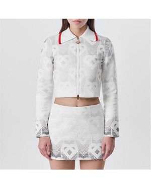 CASABLANCA Gradient Heart Monogram Cotton Long Sleeve Boucle Jacket - Grey
