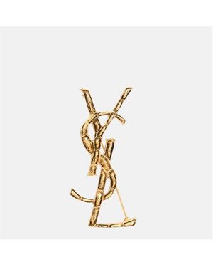 Saint Laurent Cassandre Crocodile Brooch - Metallic