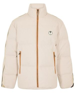 Palm Angels Tree Logo Corduroy Down Short Puffer Jacket - Natural