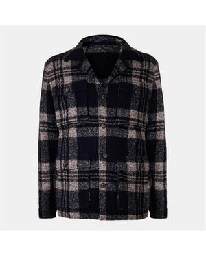 Pal Zileri Check Tailored Fit Overshirt - Black