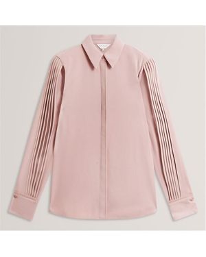 Ted Baker Piping Detail Relaxed Long Sleeve Shirt - Pink