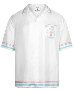 CASABLANCA Dance Joy Short Sleeve Bowling Shirt - White