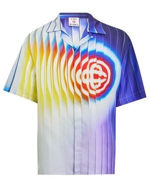 CASABLANCA Short Sleeve Bowling Shirt - Blue