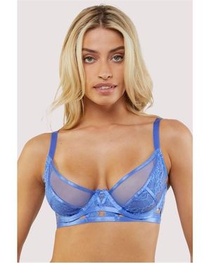 Wolf & Whistle Claire Caged Lace Bra - Blue