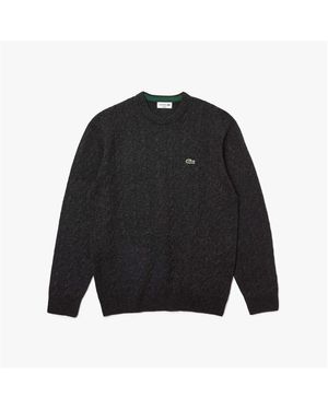 Lacoste Crewneck Wool Cable Sweatshirt - Black