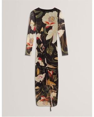 Ted Baker Mesh Midi Bodycon Dress - Black