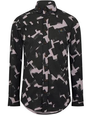 Vivienne Westwood Krall Two Button Long Sleeve Patterned Shirt - Blue