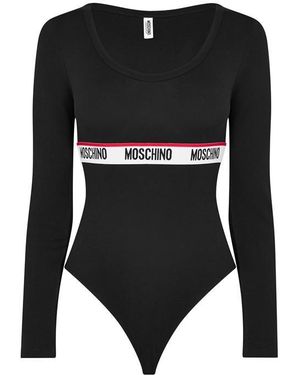 Moschino Long Sleeve Tape Bodysuit - Black