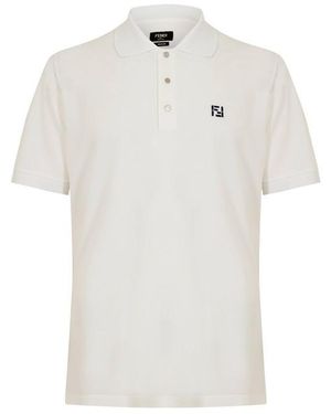 Fendi Short Sleeve Polo Shirt - White