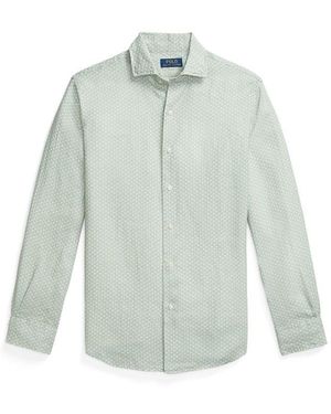Polo Ralph Lauren Custom Fit Mallet-Print Linen Shirt - Blue