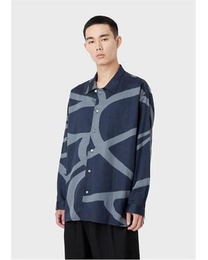 Emporio Armani Abstract Print Long Sleeve Shirt - Blue