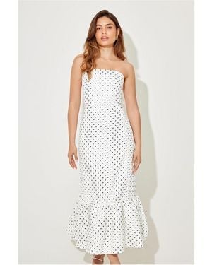 Odd Muse Ultimate Muse Strapless Peplum Hem Midi Dress - White