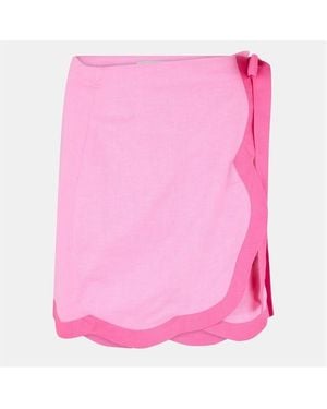 Never Fully Dressed Scallop Mini Jaspre Skirt - Pink