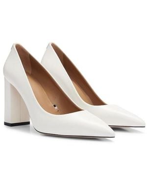 BOSS Janet Block Heel Court Shoes - Natural