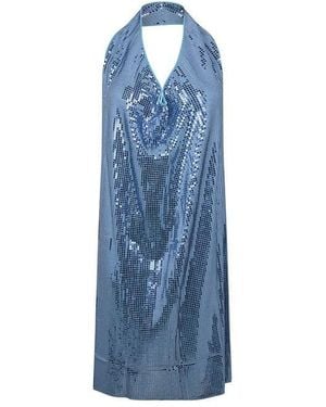 Bottega Veneta Sequin Halterneck Dress - Blue