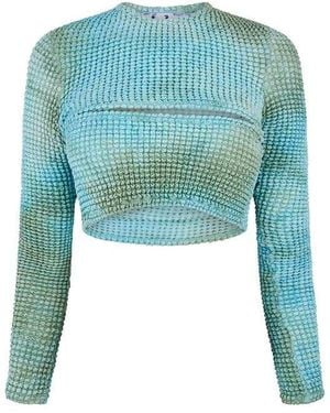 Off-White c/o Virgil Abloh Tie-Dye Relaxed Fit Cut Out Top - Green