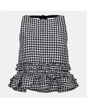 Ganni Taffeta Voluminous Short Sleeve Blouse - Black