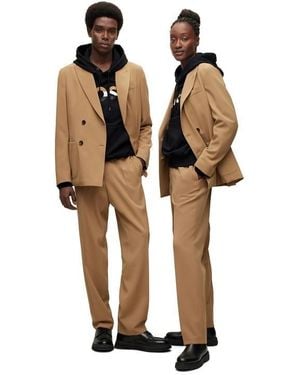 BOSS Kris Straight Leg Trousers - Brown