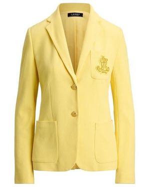 Ralph Lauren Anfisa Cotton Long Sleeve Monogram Blazer - Yellow