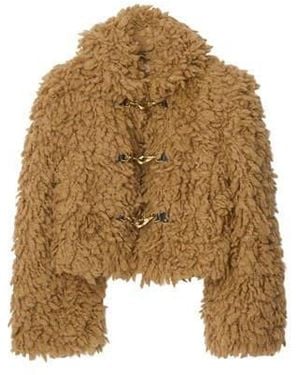 Burberry Textured Faux Fur Coat - Metallic