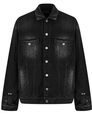 Balenciaga Deconstructed Cotton Long Sleeve Denim Jacket - Black