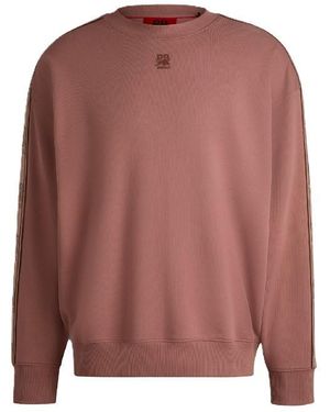 HUGO Logo Tape Cotton Sweatshirt - Pink