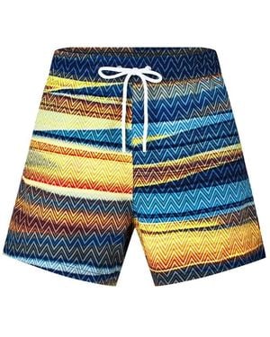 Missoni Striped Quick-Drying Swim Shorts - Blue