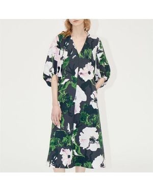 Stine Goya 3/4 Volume Sleeves Midi Dress - Green