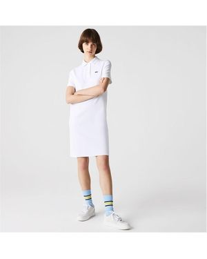Lacoste Trumpet Sleeve Piqué Polo Dress - White