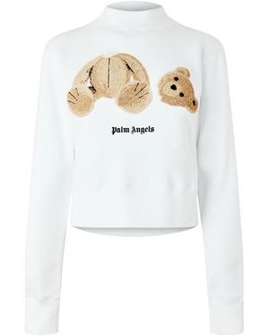 Palm Angels Bear Crew Neck Jumper - White