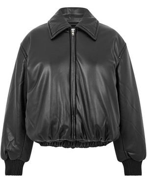 Acne Studios Coated Long Sleeve Oversized Fit Bomber Jacket - Black