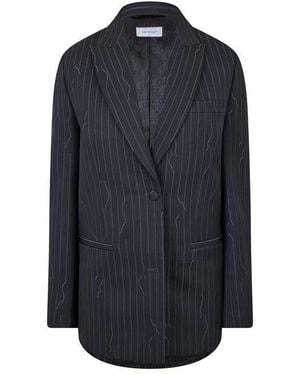 Off-White c/o Virgil Abloh Wool-Mix Structured Raw-Edge Suit Jacket - Blue