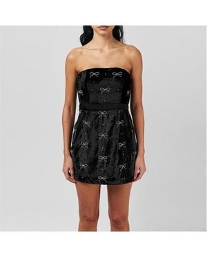 LoveShackFancy Rinwell Rhinestone Bow Dress - Black